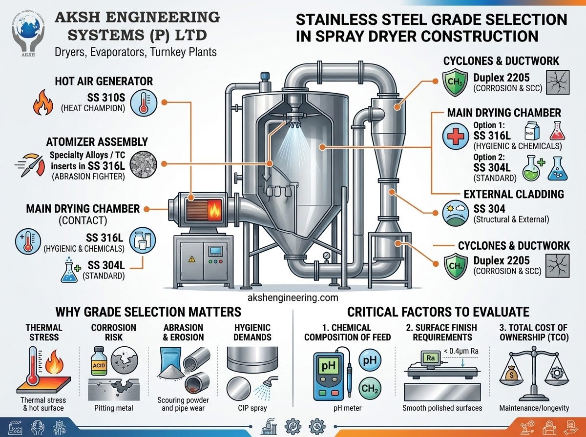 Spray Dryer Construction Materials: Choosing the Right Stainless Steel Grade