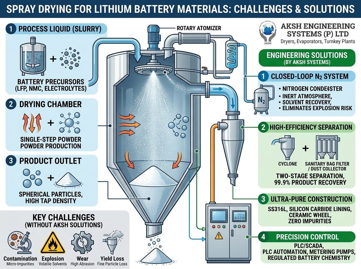 Spray Drying for Lithium Battery Materials: Challenges and Solutions