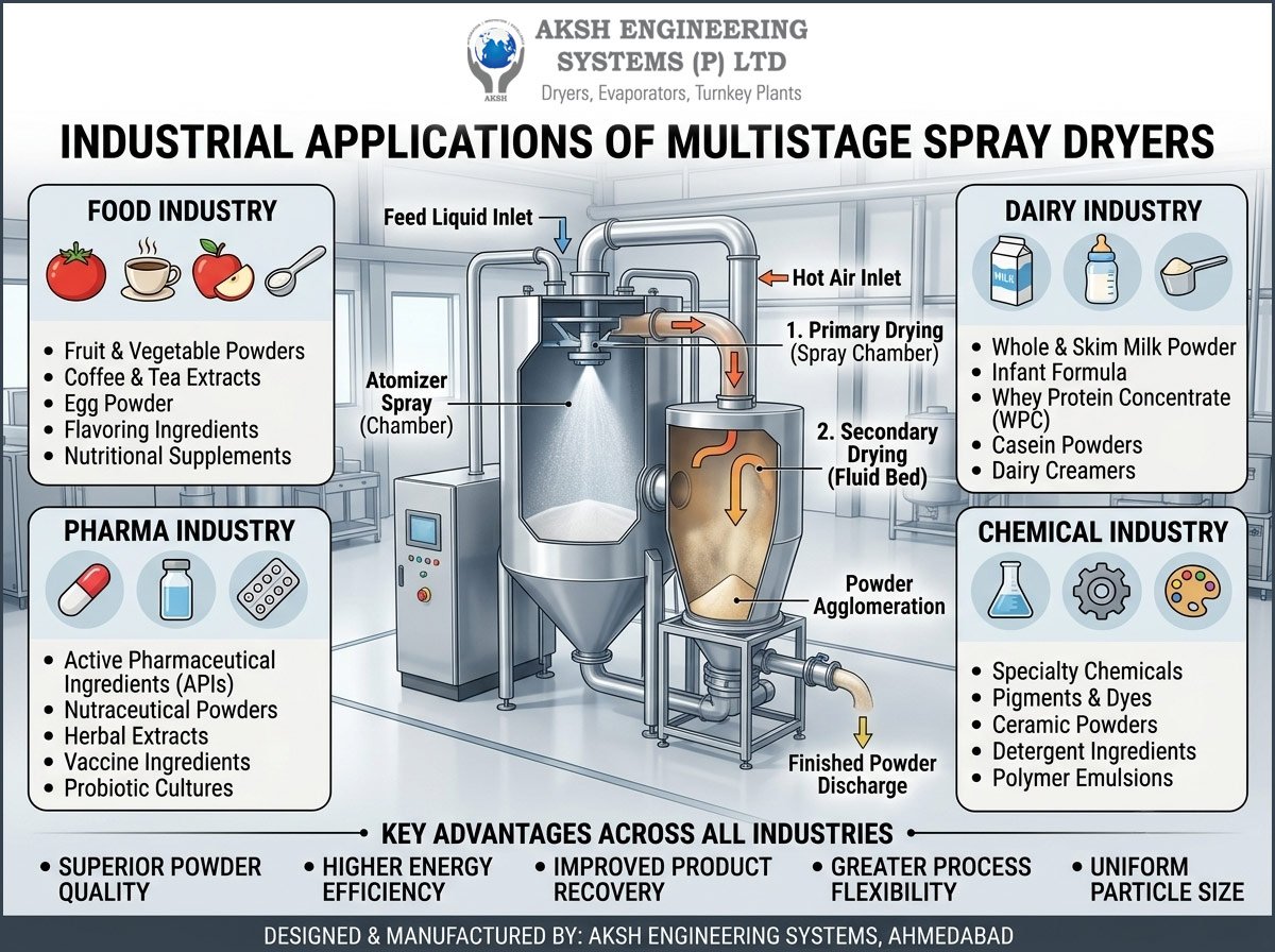 Industrial Applications of Multistage Spray Dryers Across Food, Dairy, Pharma, and Chemical Industries