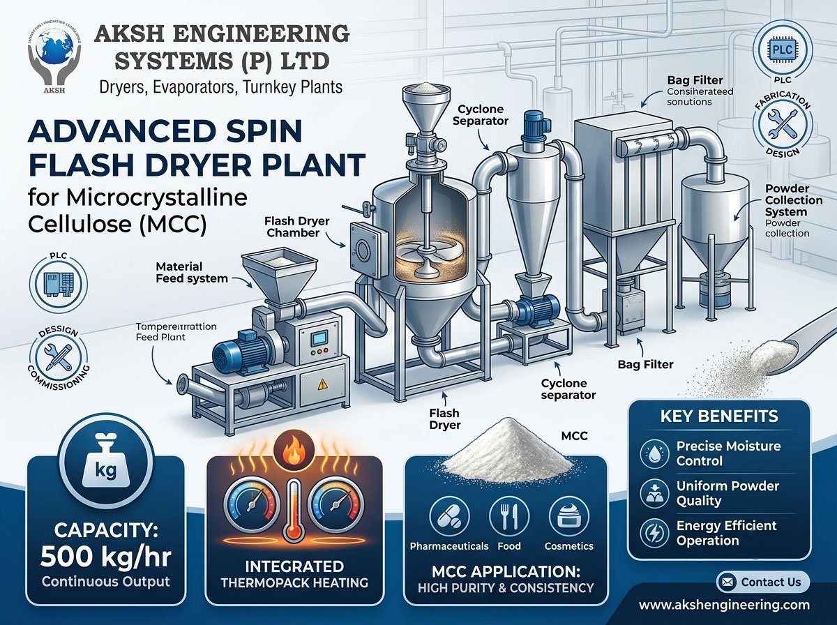 Advanced Spin Flash Dryer Plant for Microcrystalline Cellulose (MCC)
