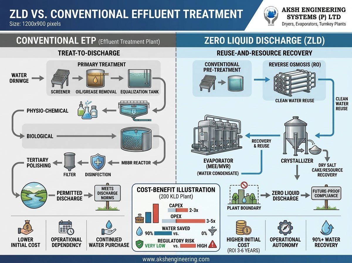 ZLD vs Conventional Effluent Treatment: A Cost-Benefit Comparison