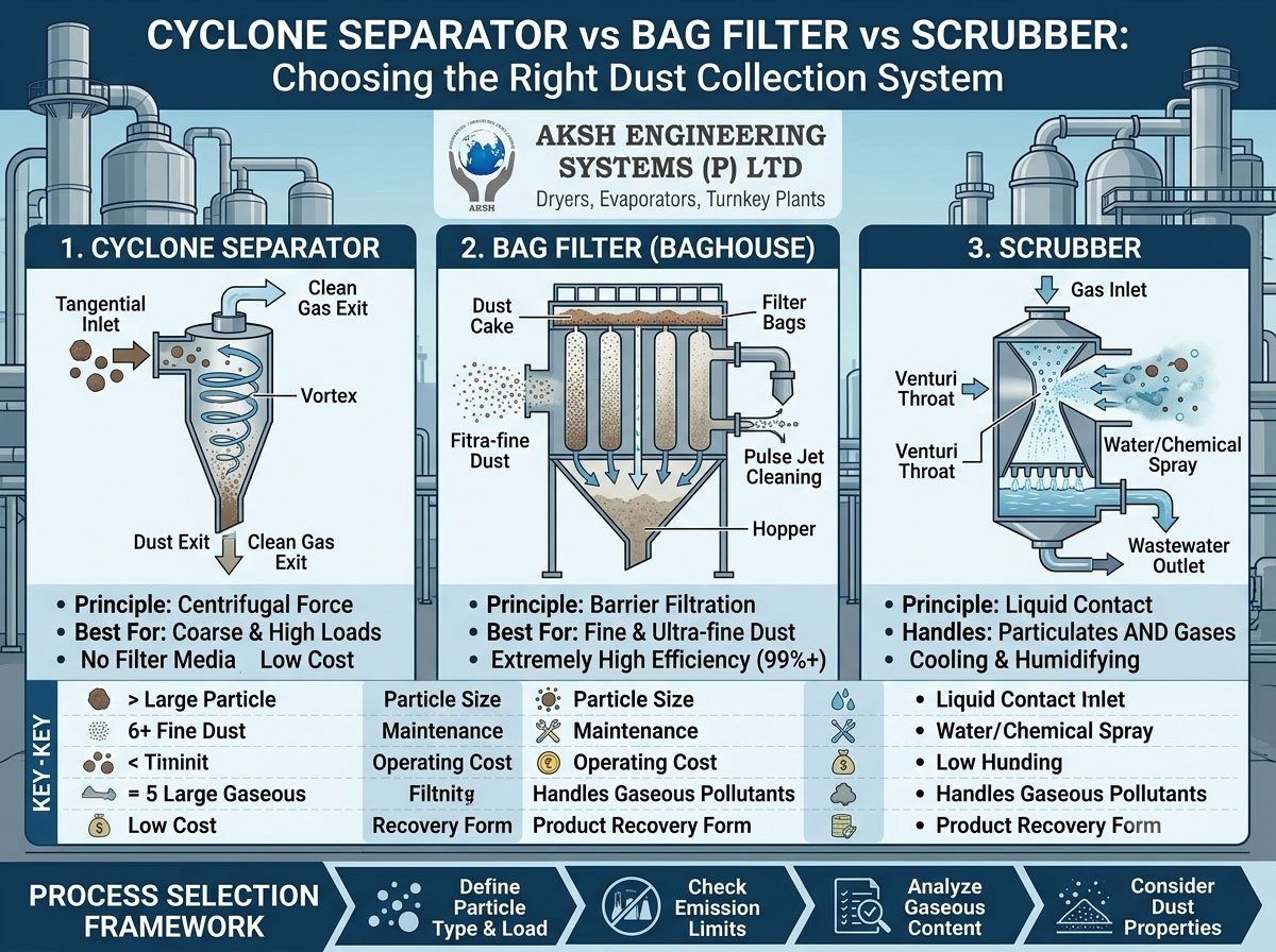 Cyclone Separator vs Bag Filter vs Scrubber: Choosing the Right Dust Collection System