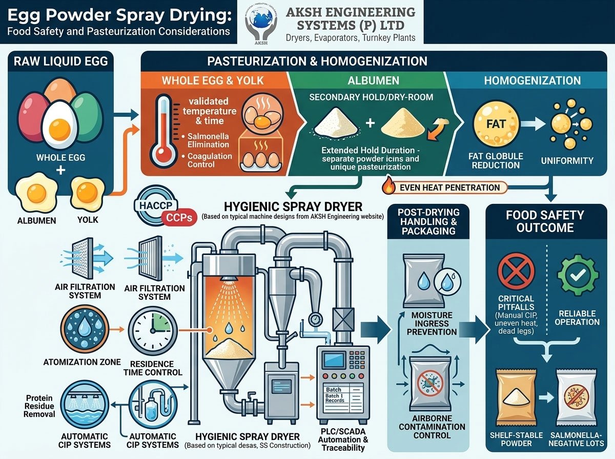 Egg Powder Spray Drying: Food Safety and Pasteurization Considerations