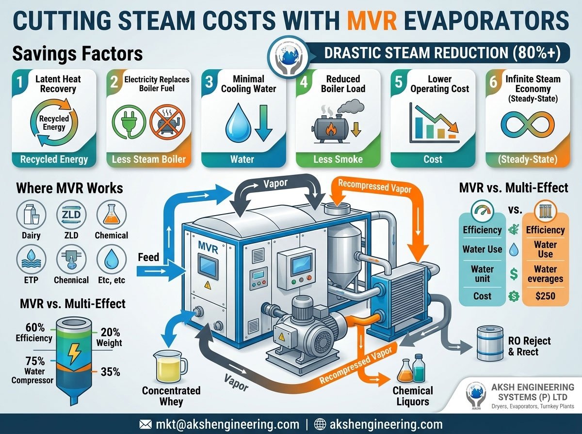 How MVR (Mechanical Vapor Recompression) Evaporators Cut Steam Costs