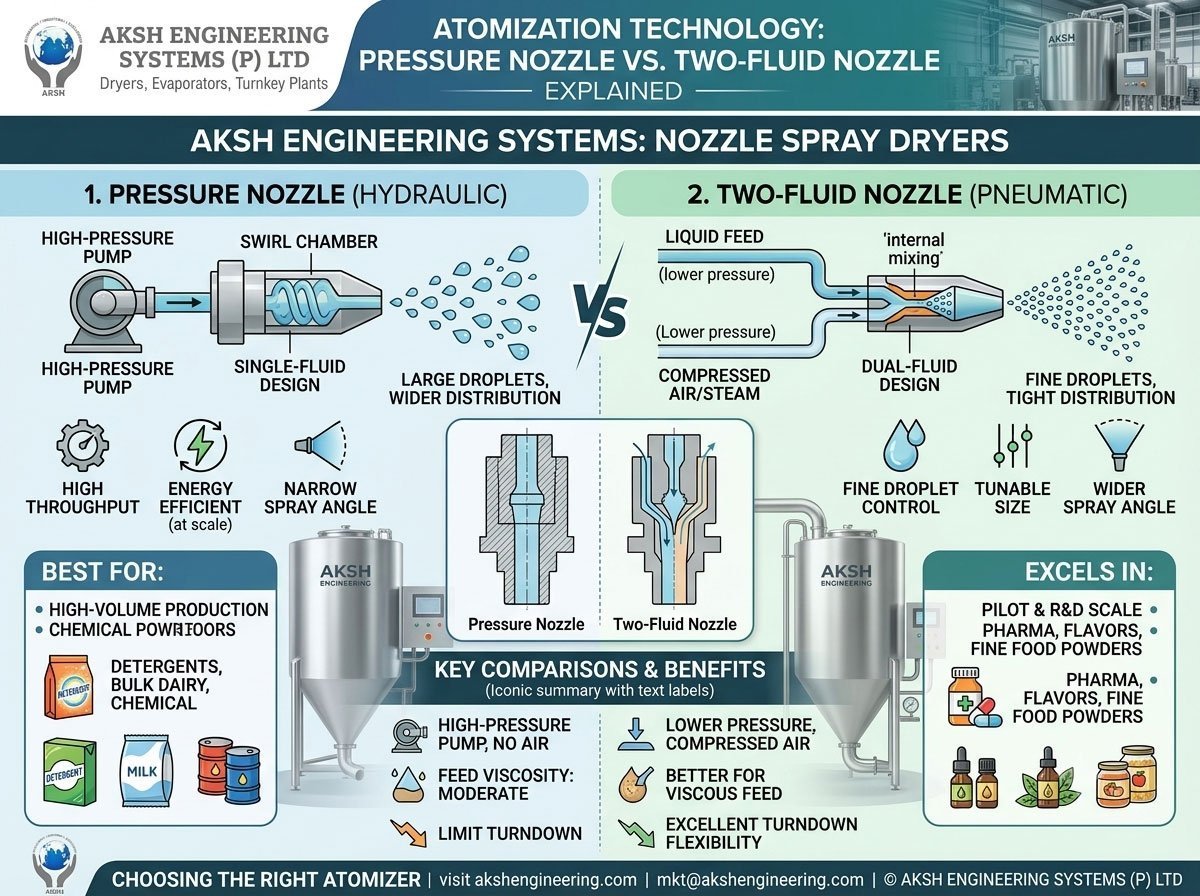 Pressure Nozzle vs Two-Fluid Nozzle Atomization Explained