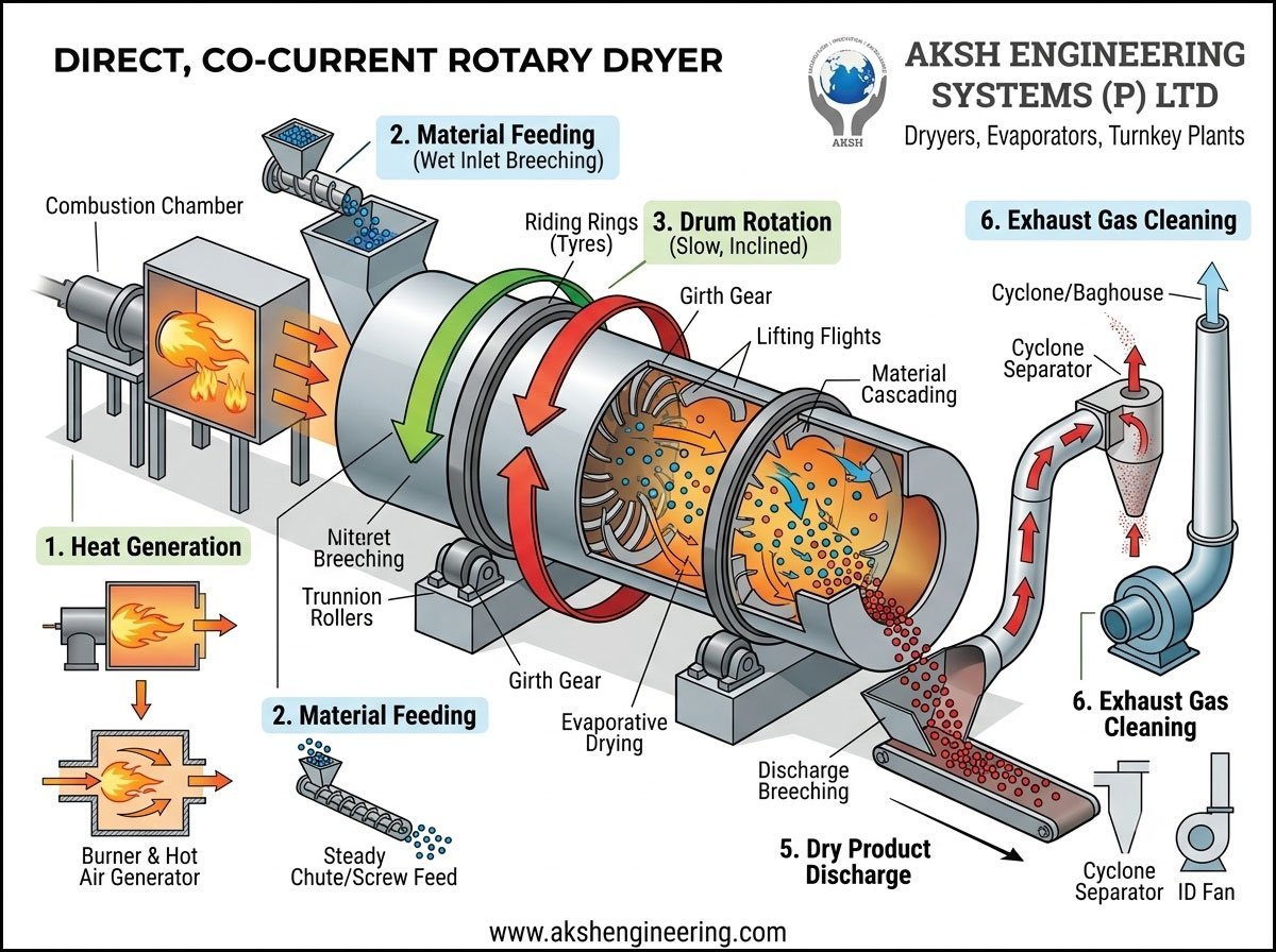 Rotary Dryer Working Principle