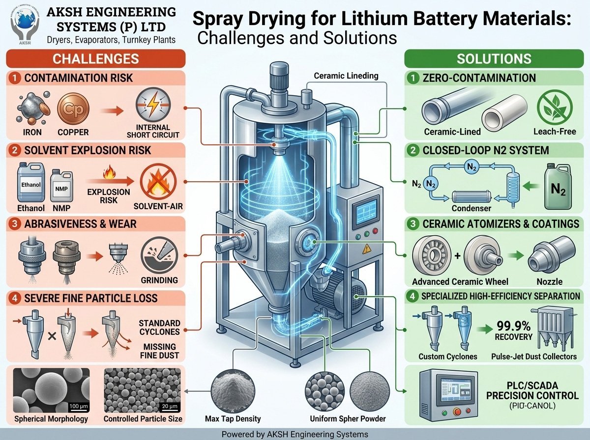 Spray Drying for Lithium Battery Materials: Challenges and Solutions